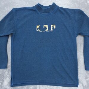 Vintage‎ North Country Fleece Wolf Moose Deer Embroidered Blue Men's Size L...